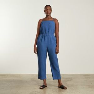 Everlane The Linen Shoestring Jumpsuit, Medium, Deep Blue